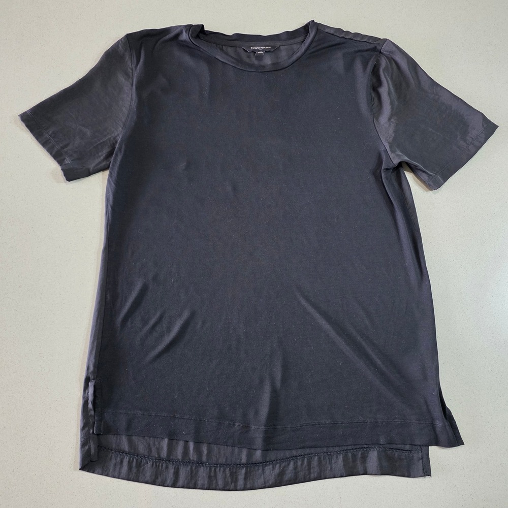 Banana Republic Mens Black Mixed Media Short Sleeve Tee Shirt Size M